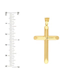 14K Gold Beveled Edge Cross Pendant