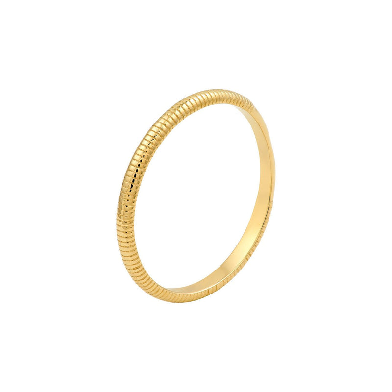 14K Gold Curve Ribbed Band