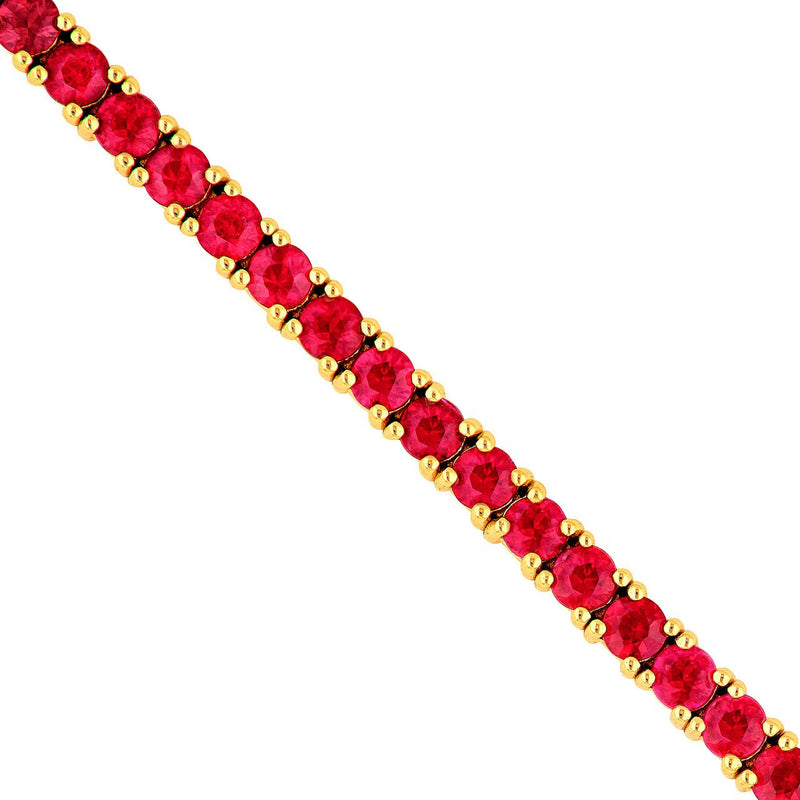 14K Gold 2MM Red Ruby Tennis Bracelet