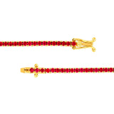 14K Gold 2MM Red Ruby Tennis Bracelet
