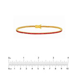 14K Gold 2MM Red Ruby Tennis Bracelet