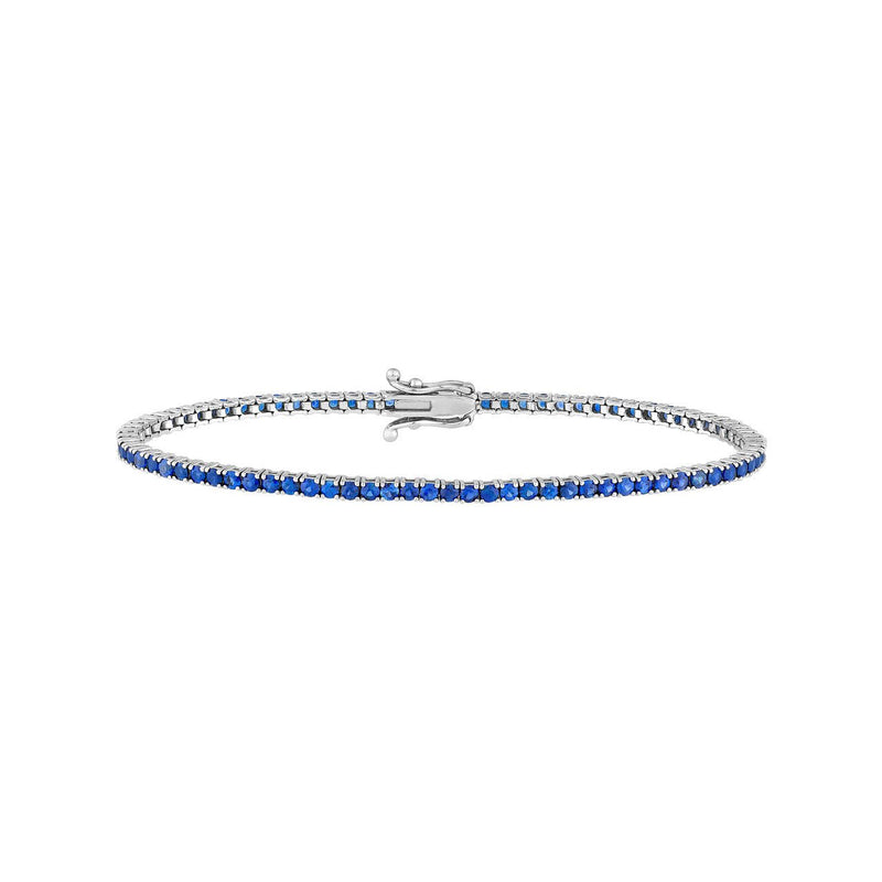 14K Gold Round Sapphire Tennis Bracelet