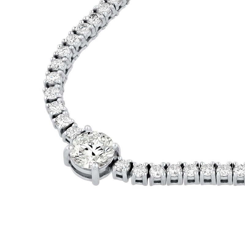 14K Gold Round Diamond Pendant Tennis Necklace