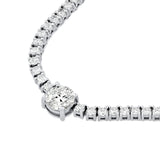 14K Gold Round Diamond Pendant Tennis Necklace