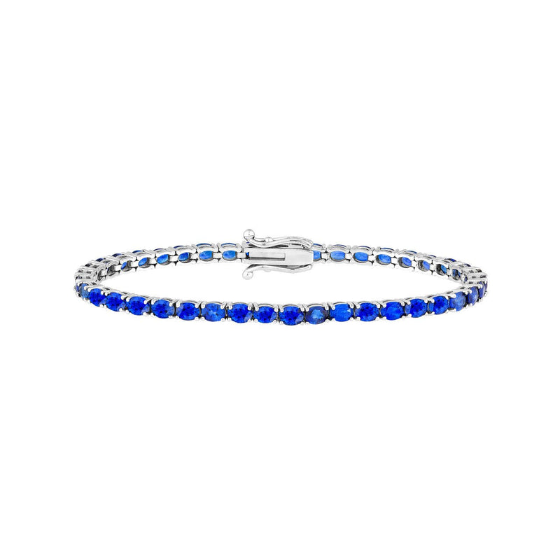14K Gold Oval Sapphire Tennis Bracelet