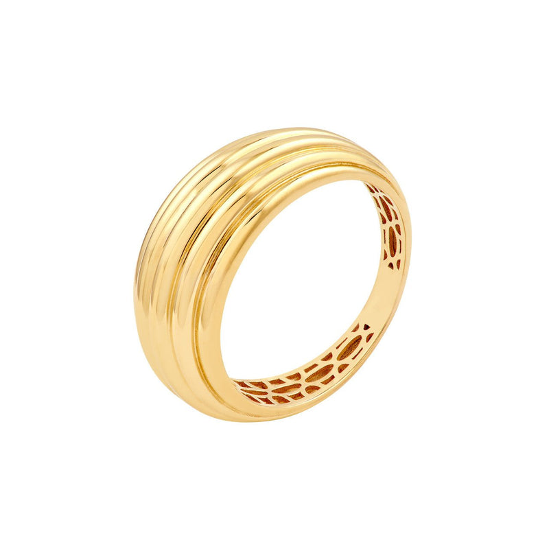14K Gold Wide Stacked Band