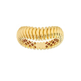 14K Gold Wavy Curve Ribbed Band