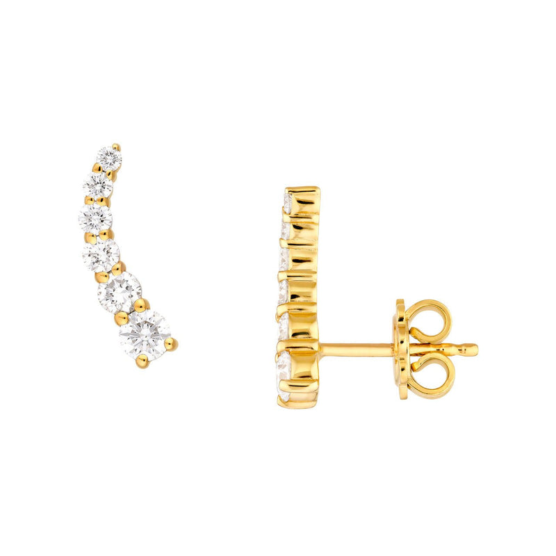 14K Gold Graduated Diamond Stud Earrings