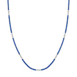 14K Gold Alternating Sapphire and Diamond Tennis Necklace