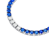 14K Gold Alternating Sapphire and Diamond Tennis Necklace