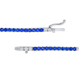 14K Gold Alternating Sapphire and Diamond Tennis Necklace