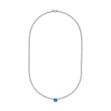 14K Gold Round Sapphire Pendant Diamond Tennis Necklace