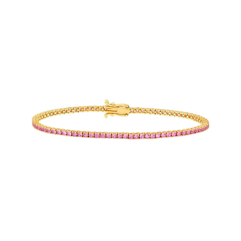14K Gold Pink Sapphire Tennis Bracelet