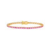 14K Gold Oval Pink Sapphire Tennis Bracelet