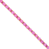 14K Gold Oval Pink Sapphire Tennis Bracelet