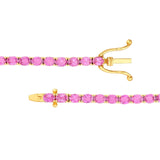 14K Gold Oval Pink Sapphire Tennis Bracelet