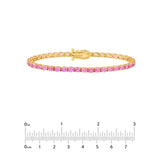 14K Gold Oval Pink Sapphire Tennis Bracelet