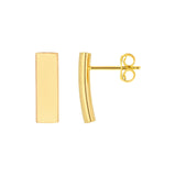 14K Gold Thin Curved Bar Stud Earrings