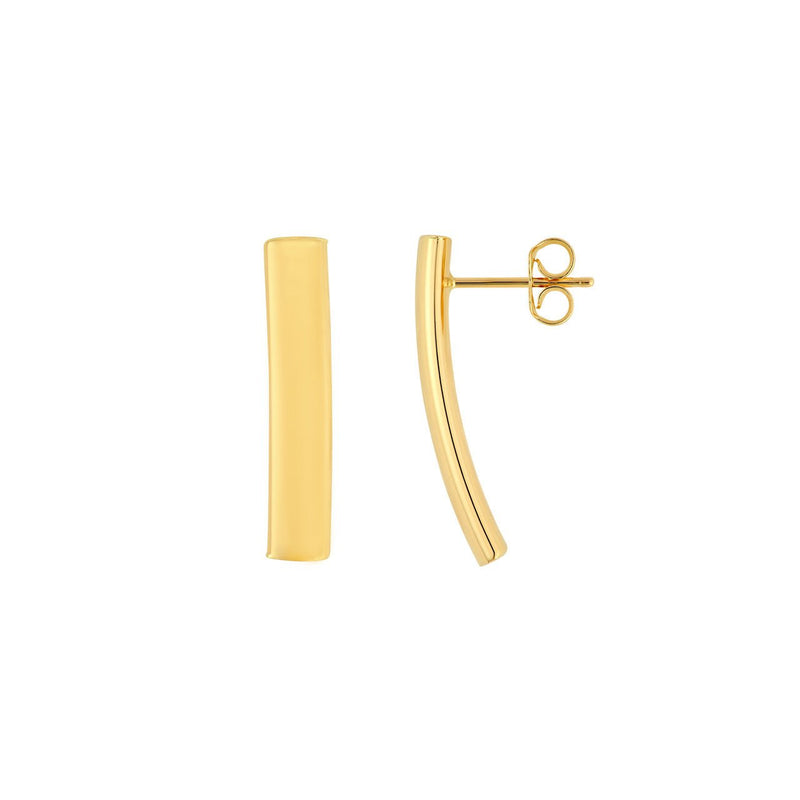 14K Gold Curved Bar Stud Earrings