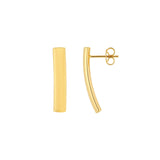14K Gold Curved Bar Stud Earrings