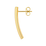 14K Gold Curved Bar Stud Earrings