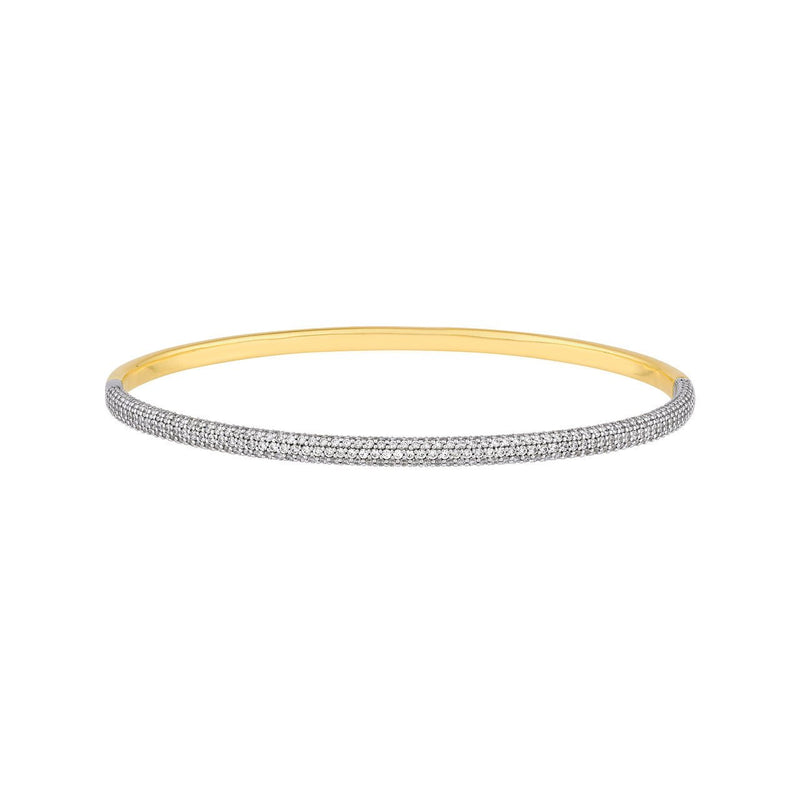 14K Two Tone Gold Diamond Pave Rounded Bangle