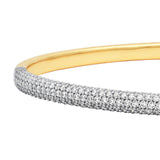 14K Two Tone Gold Diamond Pave Rounded Bangle