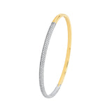 14K Two Tone Gold Diamond Pave Rounded Bangle