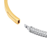 14K Two Tone Gold Diamond Pave Rounded Bangle