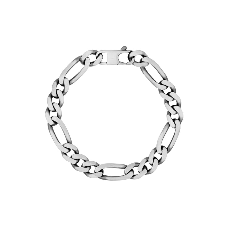 Sterling Silver 9.2MM Figaro Chain Bracelet