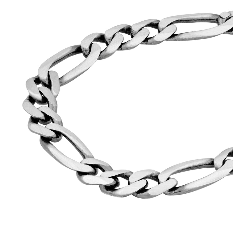 Sterling Silver 9.2MM Figaro Chain Bracelet