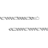 Sterling Silver 9.2MM Figaro Chain Bracelet