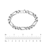 Sterling Silver 9.2MM Figaro Chain Bracelet