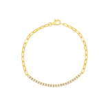 14K Gold 0.70 Carat Diamond Tennis and Paper Clip Chain Bracelet