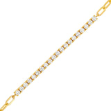14K Gold Diamond Tennis and Paper Clip Chain Bracelet