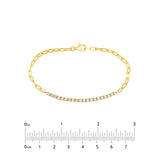14K Gold Diamond Tennis and Paper Clip Chain Bracelet