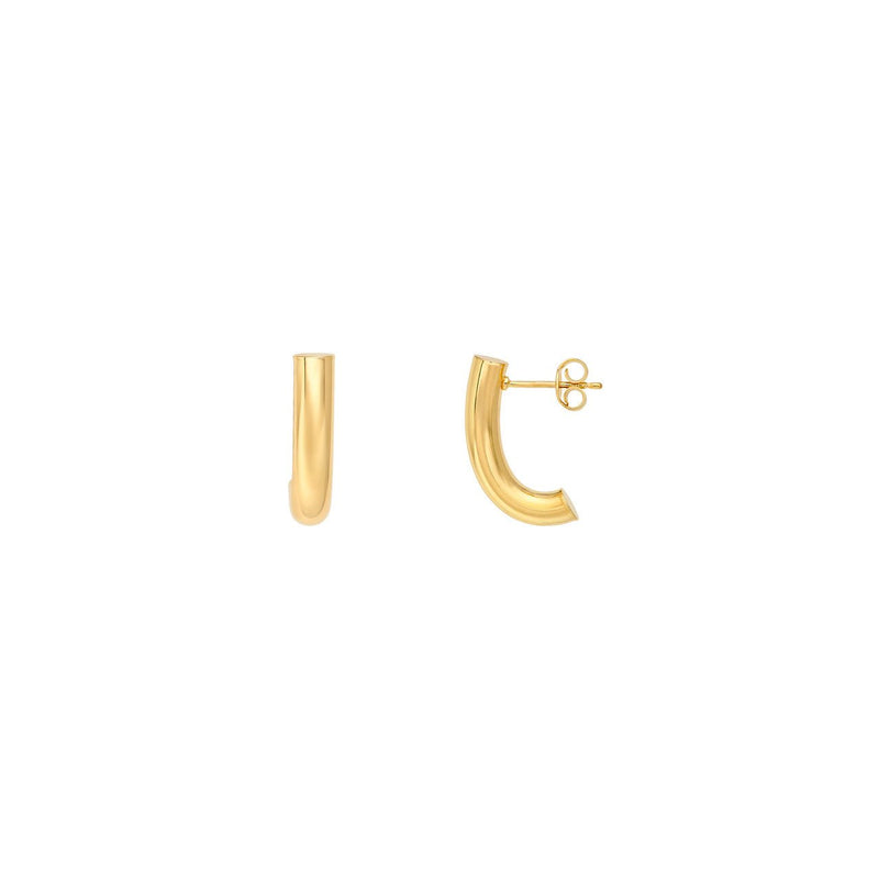 14K Gold Round Round 4MM J Hoop Earrings