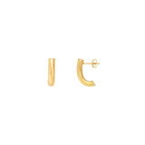 14K Gold Round Round 4MM J Hoop Earrings