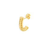 14K Gold Round Twisted 4MM J Hoop Earrings