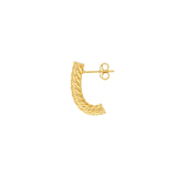 14K Gold Round Twisted 4MM J Hoop Earrings