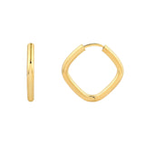 14K Gold 3x15 Square Hoop Earrings