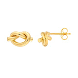 14K Gold 2MM Knot Tube Love Stud Earrings