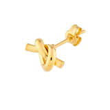 14K Gold 2MM Knot Tube Love Stud Earrings