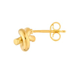 14K Gold 2MM Knot Tube Love Stud Earrings