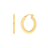 14K Gold Medium Oval Rectangular Hoop Earrings