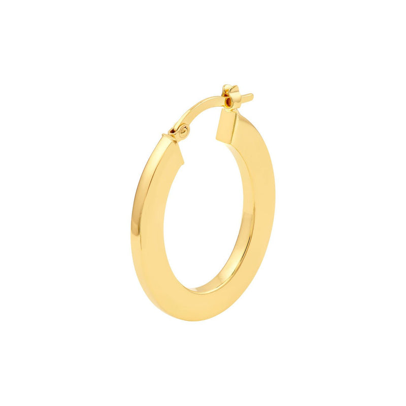 14K Gold Medium Oval Rectangular Hoop Earrings