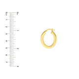 14K Gold Medium Oval Rectangular Hoop Earrings