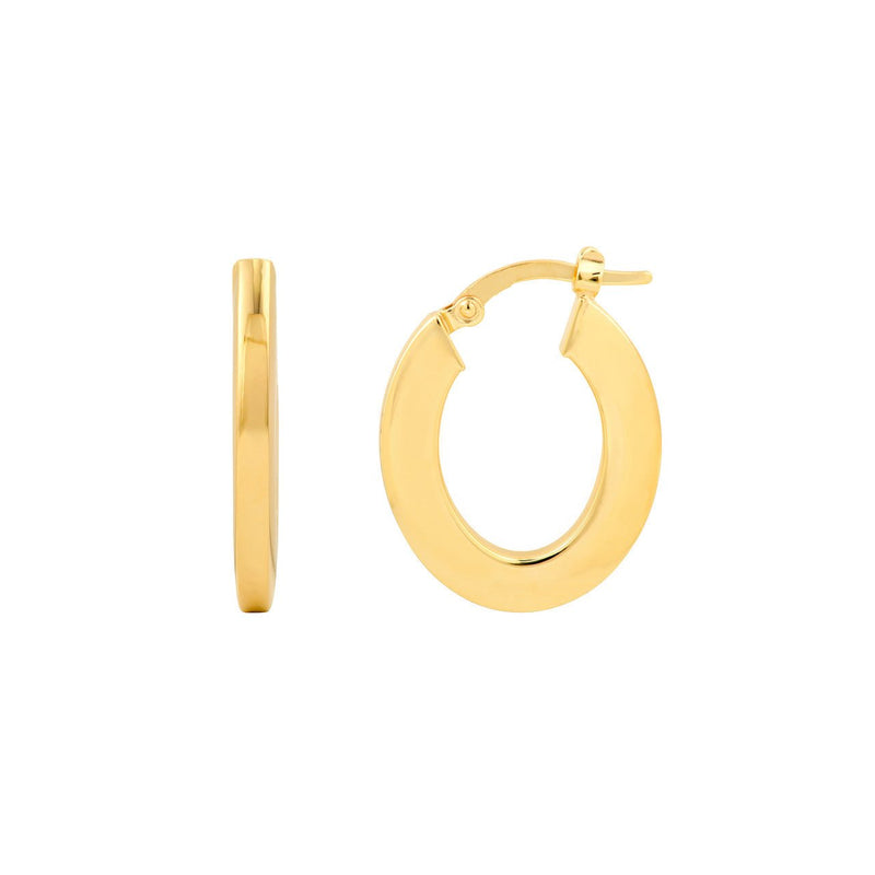 14K Gold Medium Marquise Rectangular Hoop Earrings