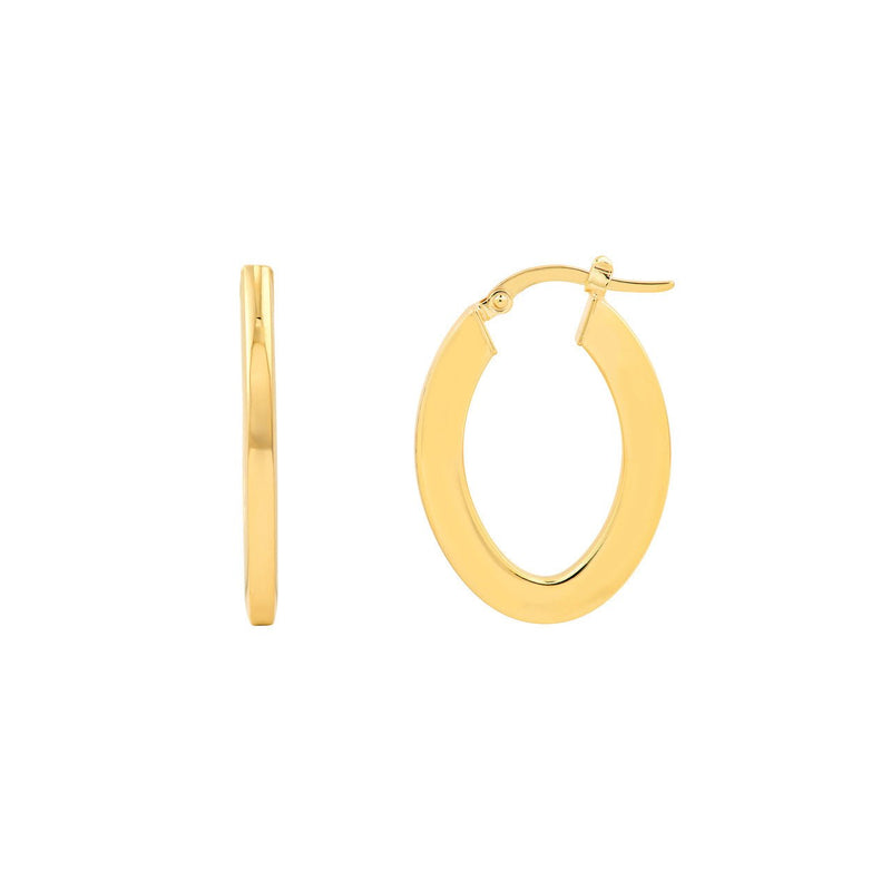 14K Gold Marquise Rectangular Hoop Earrings