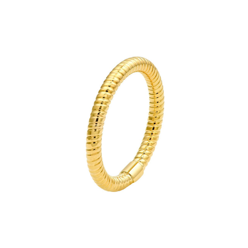 14K Gold Spiral Diamond Cut Tube Ring